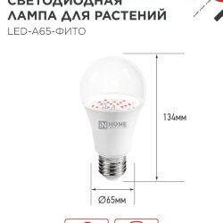 Лампа светодиодная LED-A65 STD-ФИТО красно-синий спектр 25Вт 230В Е27 IN HOME
