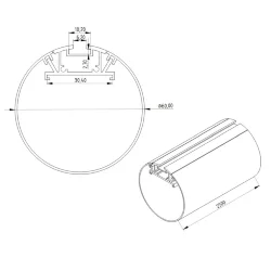 Алюминиевый профиль круглый 311 (2500x60мм с рассеивателем)