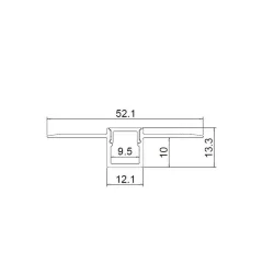 Алюминиевый профиль встраиваемый в гипсокартон 343 (2500*52,1/12,1*13,3мм с рассеивателем)
