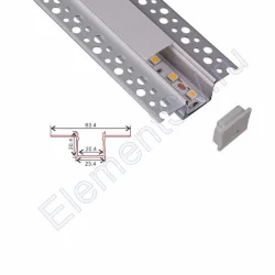 Алюминиевый профиль встраиваемый в гипсокартон 872 (2500*63,4/23,4*20,4мм с рассеивателем)