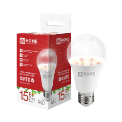 Лампа светодиодная LED-A60 PRO-ФИТО полный спектр 15Вт 230В Е27 IN HOME